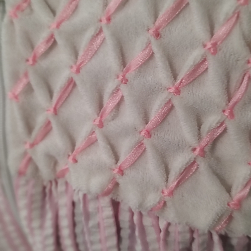 Vintage Pink Seersucker Women's Robe Housecoat Embellished Ribbon And Lace Large - Picture 4 of 14